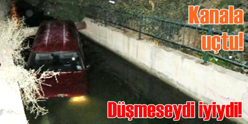 Otomobil sulama kanalına düştü!