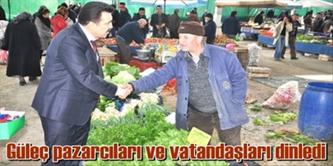 Güleç pazarcı esnafını gezdi