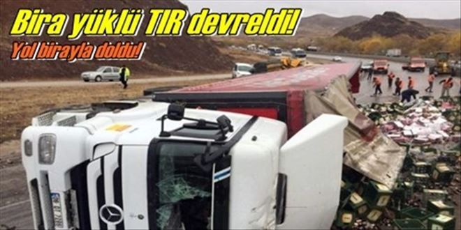 Alkol yüklü TIR  devrildi: 1 yaralı