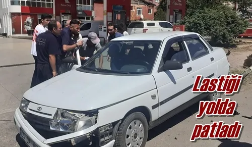 Lastiği yolda patladı