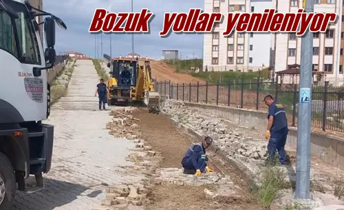 Bozuk  yollar yenileniyor