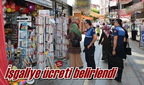 İşgaliye ücreti belirlendi