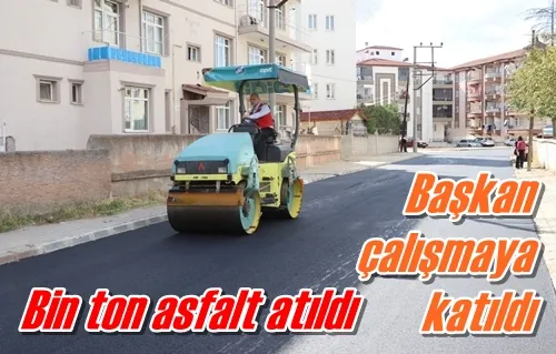 Bin ton asfalt atıldı