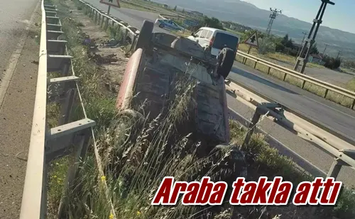 Araba takla attı
